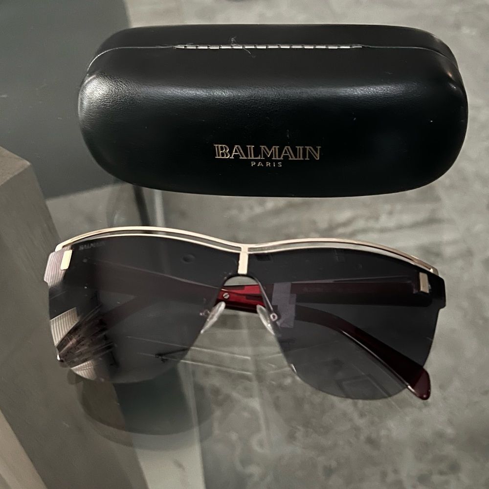 BALMAIN Sunglasses with Red Frames 70MM + Case, NWT - Picture 5 of 15